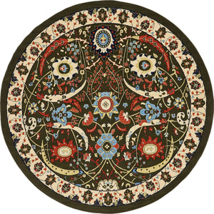 Green 7' 10 x 7' 10 Espahan Round Area Rug 100% Polypropylene Stain Resistant Carpet With Cotton Backing Vivid Colorful Traditional Interior Design for Sale at Rug Engine