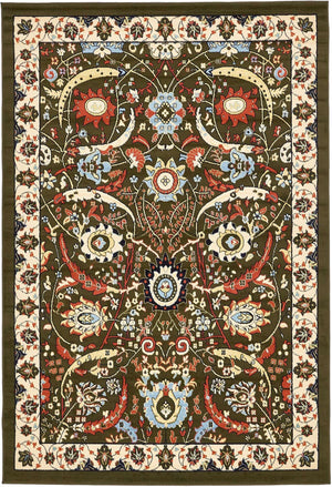 Green 6' 1 x 9' Espahan Rectangle Area Rug 100% Polypropylene Stain Resistant Carpet With Cotton Backing Vivid Colorful Traditional Interior Design for Sale at Rug Engine