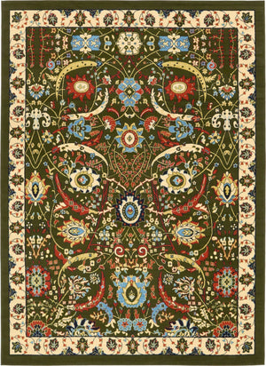 Green 7' 1 x 10' Espahan Rectangle Area Rug 100% Polypropylene Stain Resistant Carpet With Cotton Backing Vivid Colorful Traditional Interior Design for Sale at Rug Engine