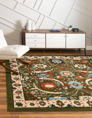 Green 7' 10 x 7' 10 Espahan Square Area Rug 100% Polypropylene Stain Resistant Carpet With Cotton Backing Vivid Colorful Traditional Interior Design for Sale at Rug Engine