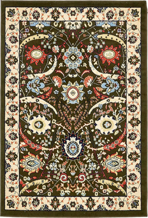 Green 4' 1 x 6' 1 Espahan Rectangle Area Rug 100% Polypropylene Stain Resistant Carpet With Cotton Backing Vivid Colorful Traditional Interior Design for Sale at Rug Engine