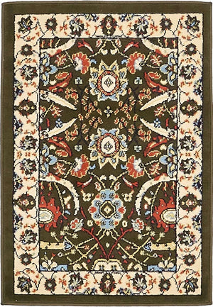 Green 2' x 3' 1 Espahan Rectangle Area Rug 100% Polypropylene Stain Resistant Carpet With Cotton Backing Vivid Colorful Traditional Interior Design for Sale at Rug Engine