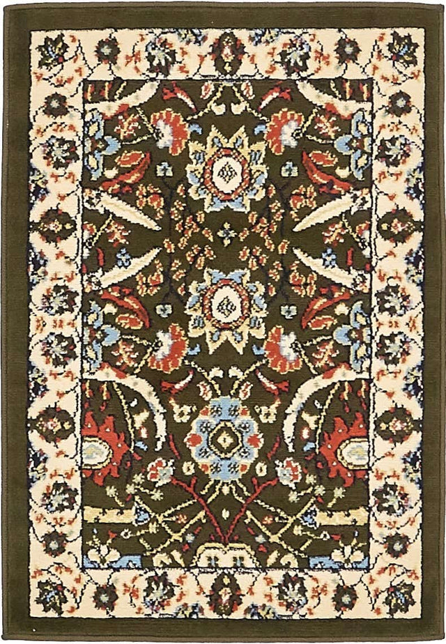 Green 2' x 3' 1 Espahan Rectangle Area Rug 100% Polypropylene Stain Resistant Carpet With Cotton Backing Vivid Colorful Traditional Interior Design for Sale at Rug Engine