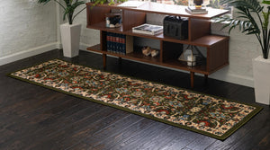 Green 2' 7 x 10' Espahan Runner Area Rug 100% Polypropylene Stain Resistant Carpet With Cotton Backing Vivid Colorful Traditional Interior Design for Sale at Rug Engine
