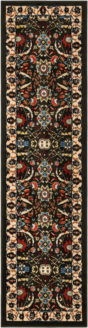 Green 2' x 8' 2 Espahan Runner Area Rug 100% Polypropylene Stain Resistant Carpet With Cotton Backing Vivid Colorful Traditional Interior Design for Sale at Rug Engine