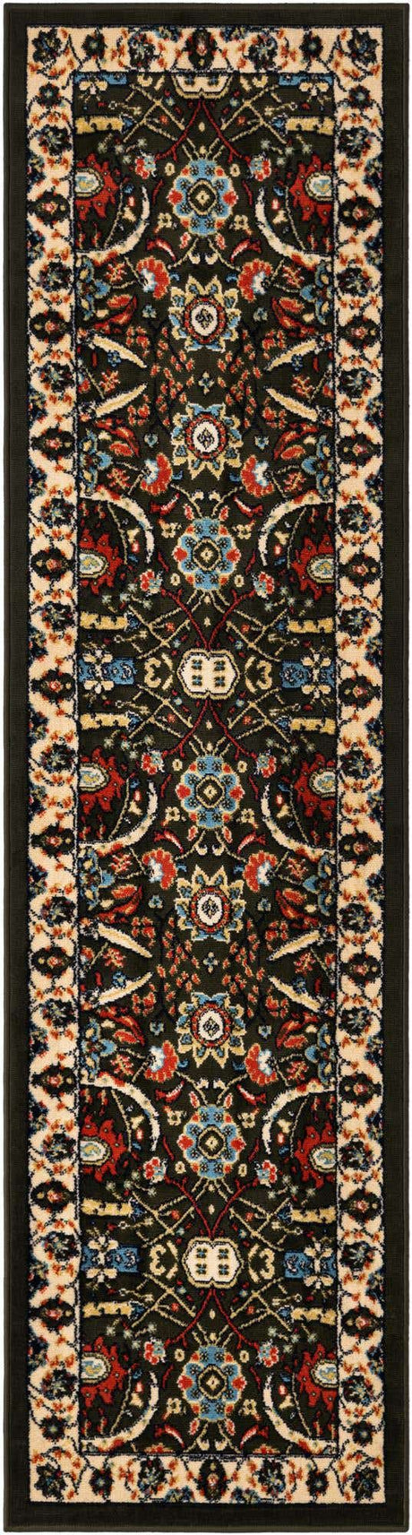 Green 2' x 8' 2 Espahan Runner Area Rug 100% Polypropylene Stain Resistant Carpet With Cotton Backing Vivid Colorful Traditional Interior Design for Sale at Rug Engine
