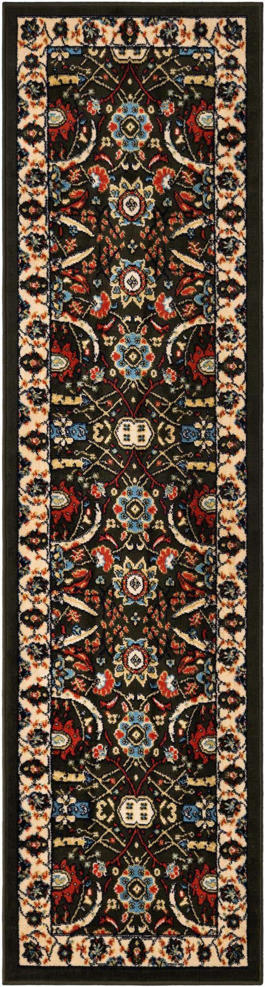 Green 2' x 8' 2 Espahan Runner Area Rug 100% Polypropylene Stain Resistant Carpet With Cotton Backing Vivid Colorful Traditional Interior Design for Sale at Rug Engine
