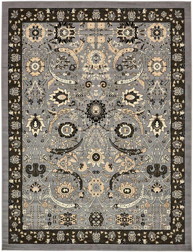 Dark Gray 10' x 13' 1 Espahan Rectangle Area Rug 100% Polypropylene Stain Resistant Carpet With Cotton Backing Vivid Colorful Traditional Interior Design for Sale at Rug Engine