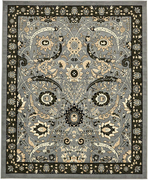 Dark Gray 7' 10 x 10' Espahan Rectangle Area Rug 100% Polypropylene Stain Resistant Carpet With Cotton Backing Vivid Colorful Traditional Interior Design for Sale at Rug Engine