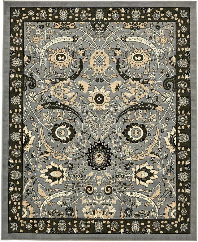 Dark Gray 7' 10 x 10' Espahan Rectangle Area Rug 100% Polypropylene Stain Resistant Carpet With Cotton Backing Vivid Colorful Traditional Interior Design for Sale at Rug Engine