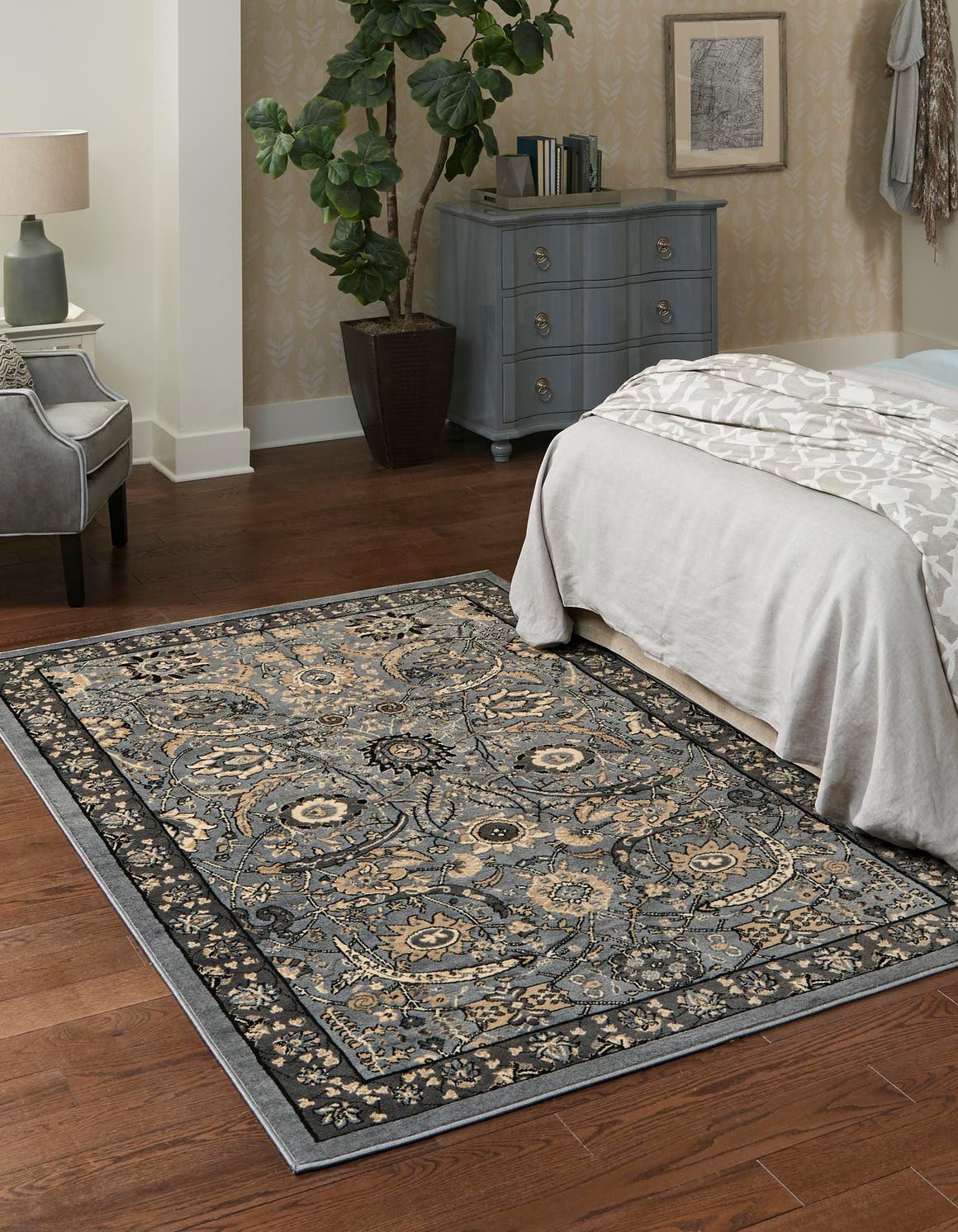 Dark Gray 10' x 13' 1 Espahan Rectangle Area Rug 100% Polypropylene Stain Resistant Carpet With Cotton Backing Vivid Colorful Traditional Interior Design for Sale at Rug Engine