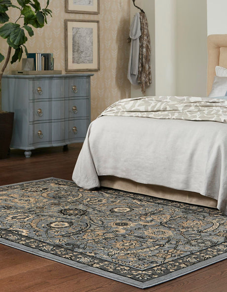 Dark Gray 6' 1 x 9' Espahan Rectangle Area Rug 100% Polypropylene Stain Resistant Carpet With Cotton Backing Vivid Colorful Traditional Interior Design for Sale at Rug Engine
