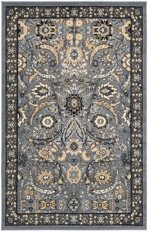 Dark Gray 5' 3 x 8' Espahan Rectangle Area Rug 100% Polypropylene Stain Resistant Carpet With Cotton Backing Vivid Colorful Traditional Interior Design for Sale at Rug Engine