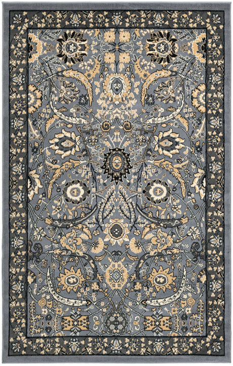 Dark Gray 5' 3 x 8' Espahan Rectangle Area Rug 100% Polypropylene Stain Resistant Carpet With Cotton Backing Vivid Colorful Traditional Interior Design for Sale at Rug Engine