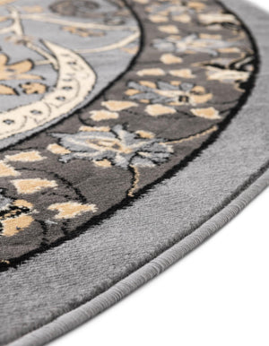 Dark Gray 7' 10 x 7' 10 Espahan Round Area Rug 100% Polypropylene Stain Resistant Carpet With Cotton Backing Vivid Colorful Traditional Interior Design for Sale at Rug Engine