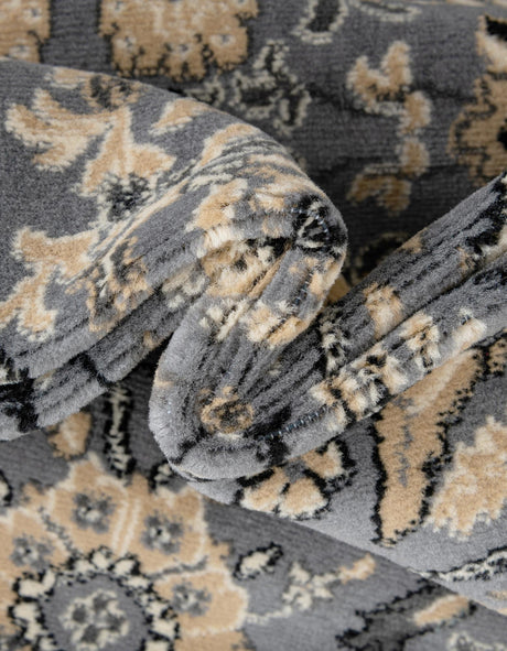Dark Gray 7' 10 x 7' 10 Espahan Round Area Rug 100% Polypropylene Stain Resistant Carpet With Cotton Backing Vivid Colorful Traditional Interior Design for Sale at Rug Engine
