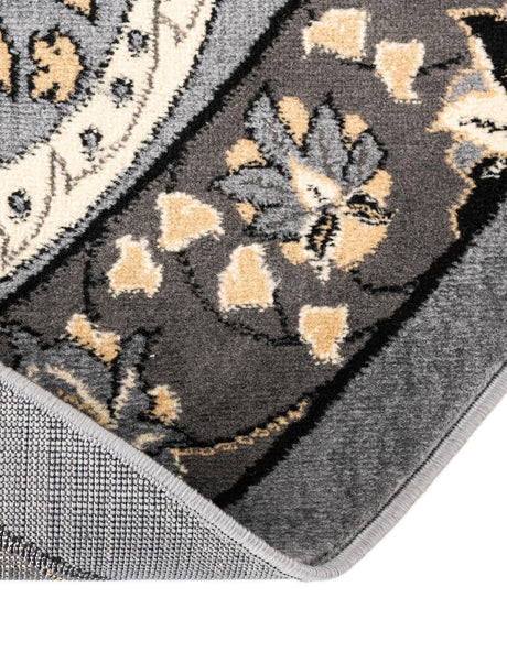 Dark Gray 7' 10 x 7' 10 Espahan Round Area Rug 100% Polypropylene Stain Resistant Carpet With Cotton Backing Vivid Colorful Traditional Interior Design for Sale at Rug Engine