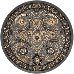 Dark Gray 7' 10 x 7' 10 Espahan Round Area Rug 100% Polypropylene Stain Resistant Carpet With Cotton Backing Vivid Colorful Traditional Interior Design for Sale at Rug Engine
