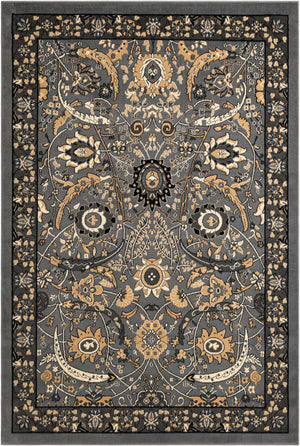 Dark Gray 6' 1 x 9' Espahan Rectangle Area Rug 100% Polypropylene Stain Resistant Carpet With Cotton Backing Vivid Colorful Traditional Interior Design for Sale at Rug Engine