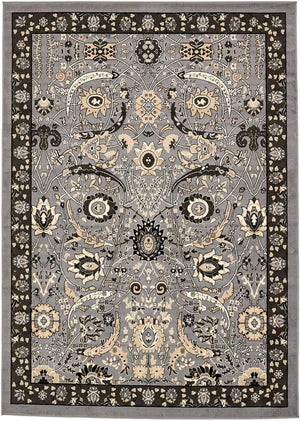 Dark Gray 7' 1 x 10' Espahan Rectangle Area Rug 100% Polypropylene Stain Resistant Carpet With Cotton Backing Vivid Colorful Traditional Interior Design for Sale at Rug Engine