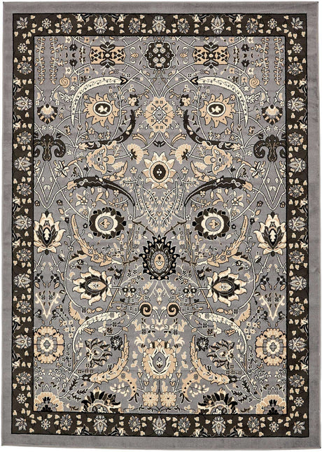 Dark Gray 7' 1 x 10' Espahan Rectangle Area Rug 100% Polypropylene Stain Resistant Carpet With Cotton Backing Vivid Colorful Traditional Interior Design for Sale at Rug Engine