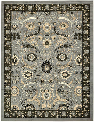 Dark Gray 9' x 12' Espahan Rectangle Area Rug 100% Polypropylene Stain Resistant Carpet With Cotton Backing Vivid Colorful Traditional Interior Design for Sale at Rug Engine