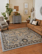 Dark Gray 7' 10 x 7' 10 Espahan Square Area Rug 100% Polypropylene Stain Resistant Carpet With Cotton Backing Vivid Colorful Traditional Interior Design for Sale at Rug Engine