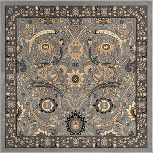 Dark Gray 7' 10 x 7' 10 Espahan Square Area Rug 100% Polypropylene Stain Resistant Carpet With Cotton Backing Vivid Colorful Traditional Interior Design for Sale at Rug Engine