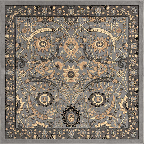 Dark Gray 7' 10 x 7' 10 Espahan Square Area Rug 100% Polypropylene Stain Resistant Carpet With Cotton Backing Vivid Colorful Traditional Interior Design for Sale at Rug Engine