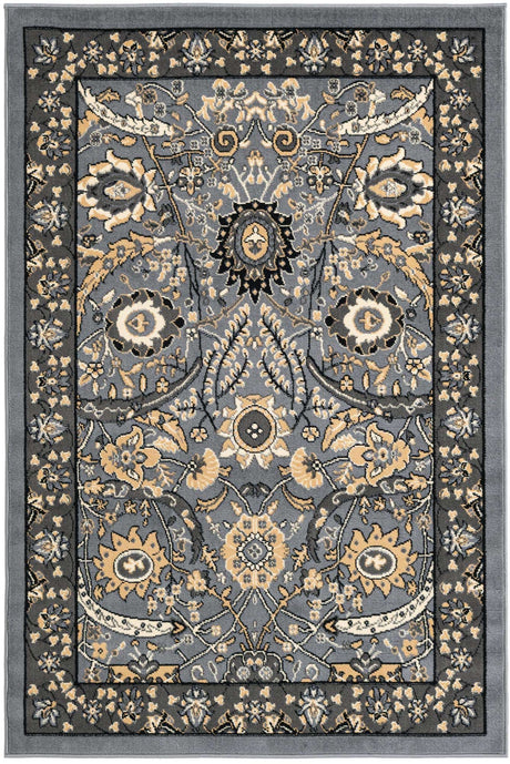 Dark Gray 4' 1 x 6' 1 Espahan Rectangle Area Rug 100% Polypropylene Stain Resistant Carpet With Cotton Backing Vivid Colorful Traditional Interior Design for Sale at Rug Engine