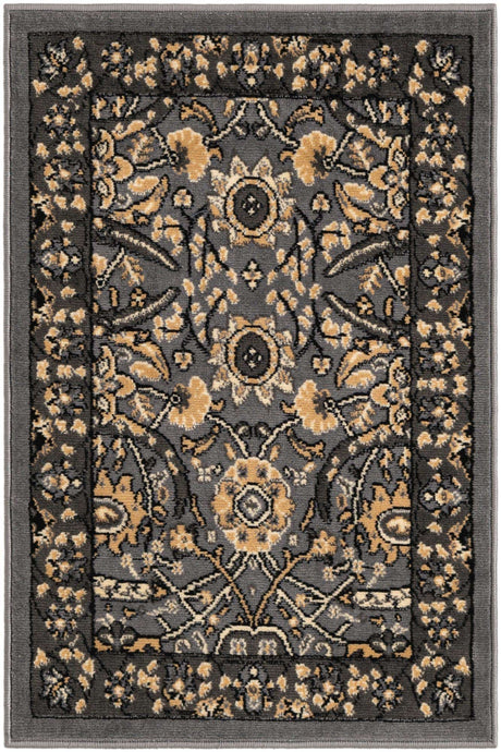 Dark Gray 2' x 3' 1 Espahan Rectangle Area Rug 100% Polypropylene Stain Resistant Carpet With Cotton Backing Vivid Colorful Traditional Interior Design for Sale at Rug Engine