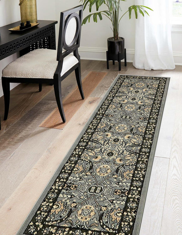 Dark Gray 2' x 8' 2 Espahan Runner Area Rug 100% Polypropylene Stain Resistant Carpet With Cotton Backing Vivid Colorful Traditional Interior Design for Sale at Rug Engine