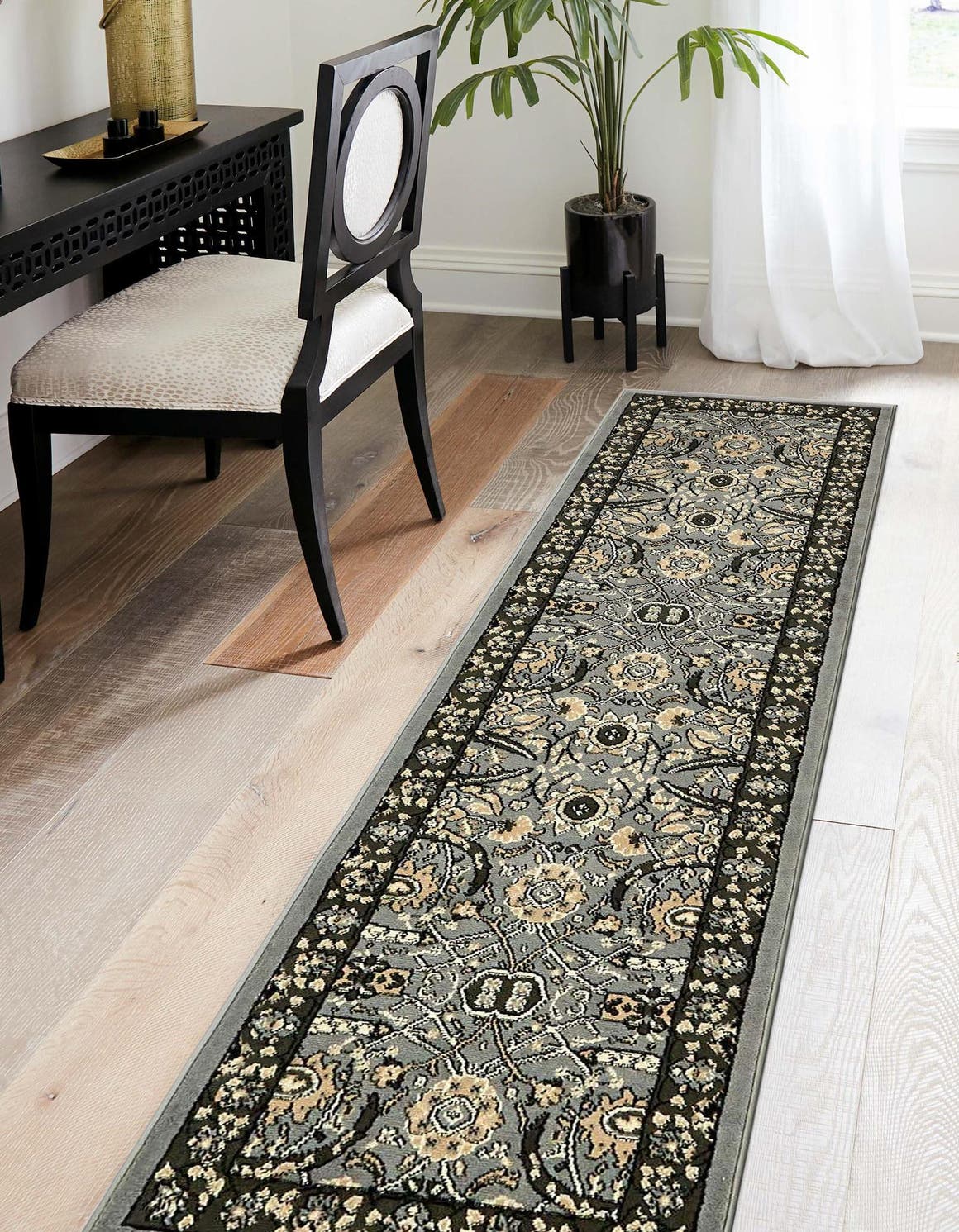 Dark Gray 2' 7 x 10' Espahan Runner Area Rug 100% Polypropylene Stain Resistant Carpet With Cotton Backing Vivid Colorful Traditional Interior Design for Sale at Rug Engine
