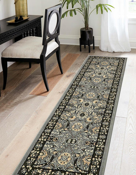 Dark Gray 2' 7 x 10' Espahan Runner Area Rug 100% Polypropylene Stain Resistant Carpet With Cotton Backing Vivid Colorful Traditional Interior Design for Sale at Rug Engine
