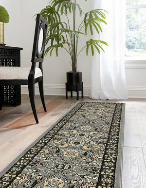 Dark Gray 2' 7 x 10' Espahan Runner Area Rug 100% Polypropylene Stain Resistant Carpet With Cotton Backing Vivid Colorful Traditional Interior Design for Sale at Rug Engine