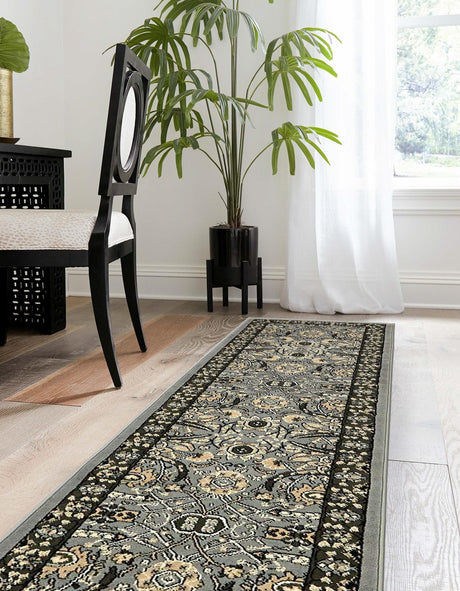Dark Gray 2' 7 x 10' Espahan Runner Area Rug 100% Polypropylene Stain Resistant Carpet With Cotton Backing Vivid Colorful Traditional Interior Design for Sale at Rug Engine