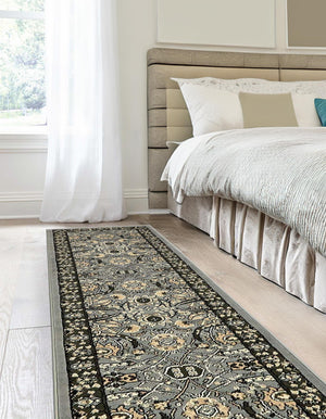 Dark Gray 2' 7 x 10' Espahan Runner Area Rug 100% Polypropylene Stain Resistant Carpet With Cotton Backing Vivid Colorful Traditional Interior Design for Sale at Rug Engine