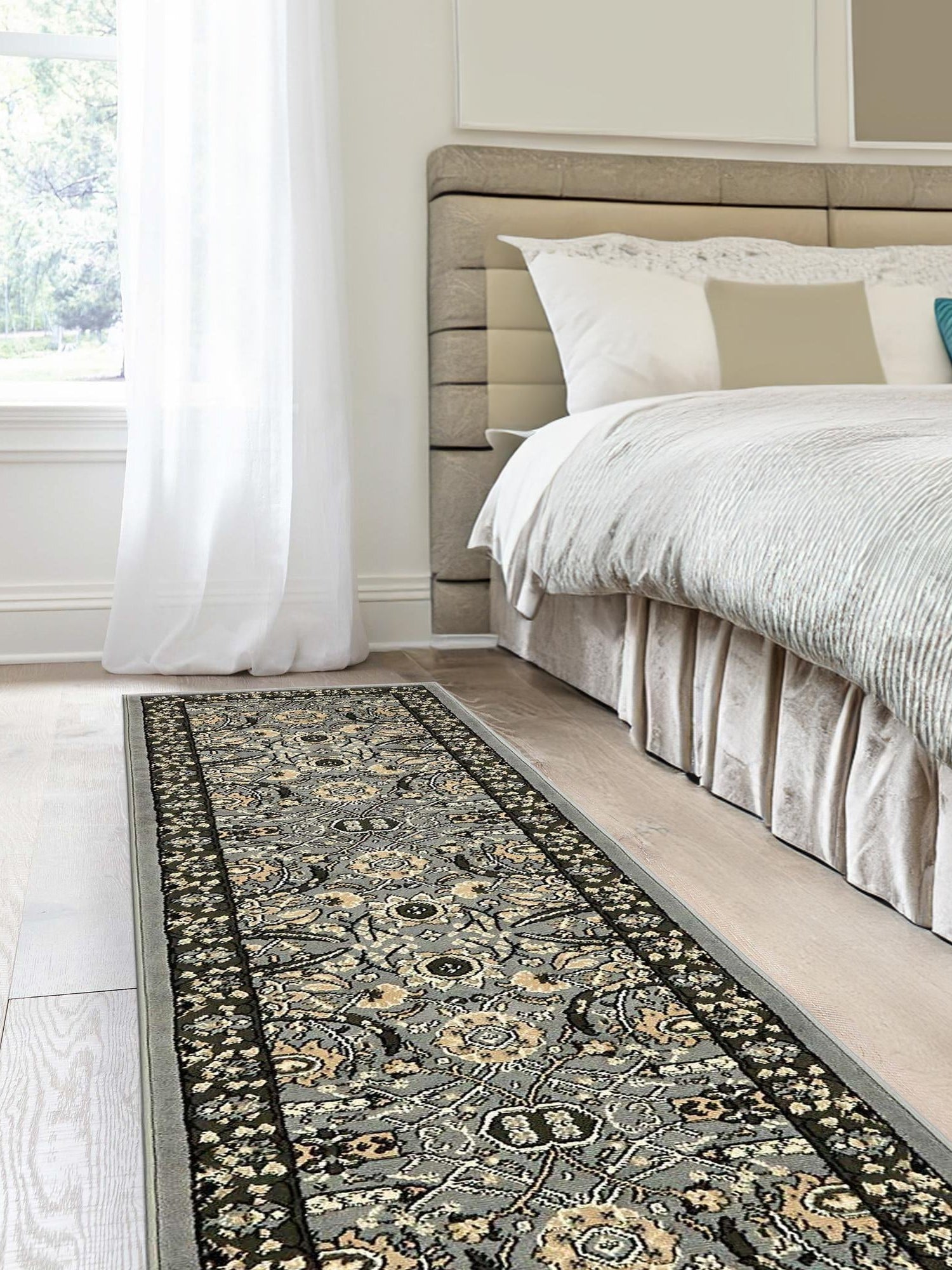 Dark Gray 2' x 8' 2 Espahan Runner Area Rug 100% Polypropylene Stain Resistant Carpet With Cotton Backing Vivid Colorful Traditional Interior Design for Sale at Rug Engine