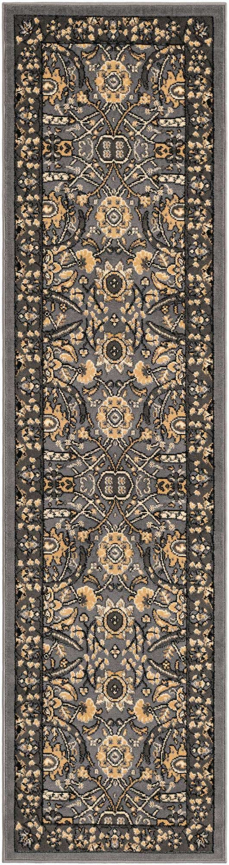 Dark Gray 2' x 8' 2 Espahan Runner Area Rug 100% Polypropylene Stain Resistant Carpet With Cotton Backing Vivid Colorful Traditional Interior Design for Sale at Rug Engine