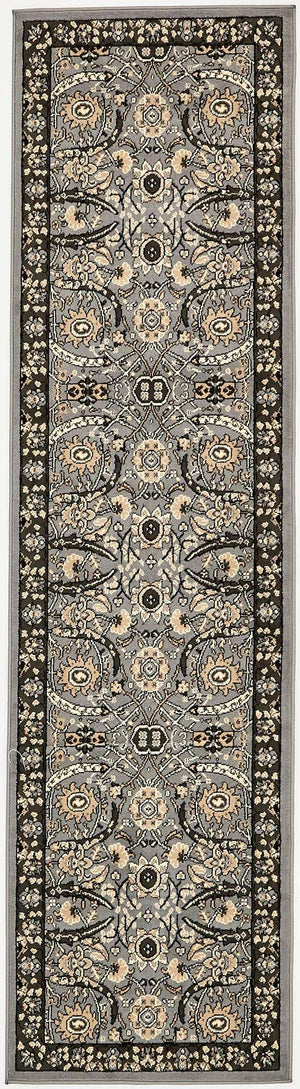 Dark Gray 2' 7 x 10' Espahan Runner Area Rug 100% Polypropylene Stain Resistant Carpet With Cotton Backing Vivid Colorful Traditional Interior Design for Sale at Rug Engine
