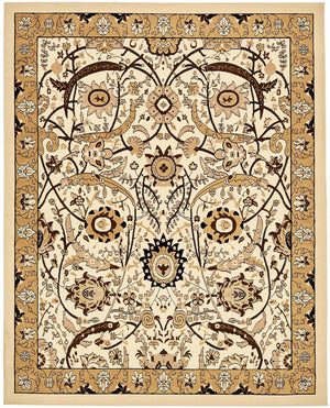Ivory 7' 10 x 10' Espahan Rectangle Area Rug 100% Polypropylene Stain Resistant Carpet With Cotton Backing Vivid Colorful Traditional Interior Design for Sale at Rug Engine