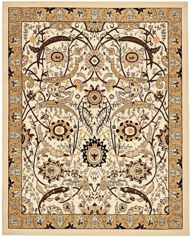 Ivory 7' 10 x 10' Espahan Rectangle Area Rug 100% Polypropylene Stain Resistant Carpet With Cotton Backing Vivid Colorful Traditional Interior Design for Sale at Rug Engine