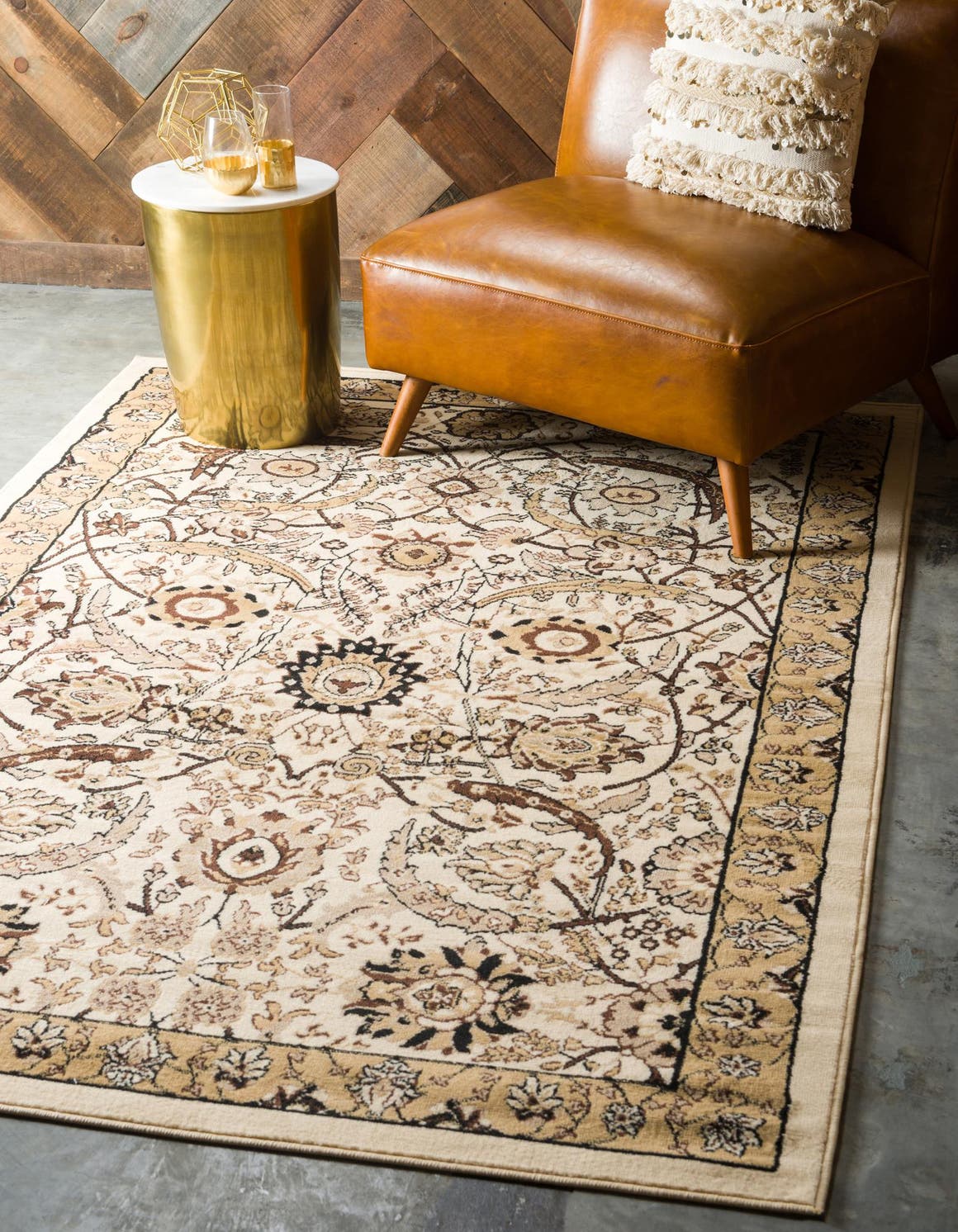 Ivory 10' x 13' 1 Espahan Rectangle Area Rug 100% Polypropylene Stain Resistant Carpet With Cotton Backing Vivid Colorful Traditional Interior Design for Sale at Rug Engine