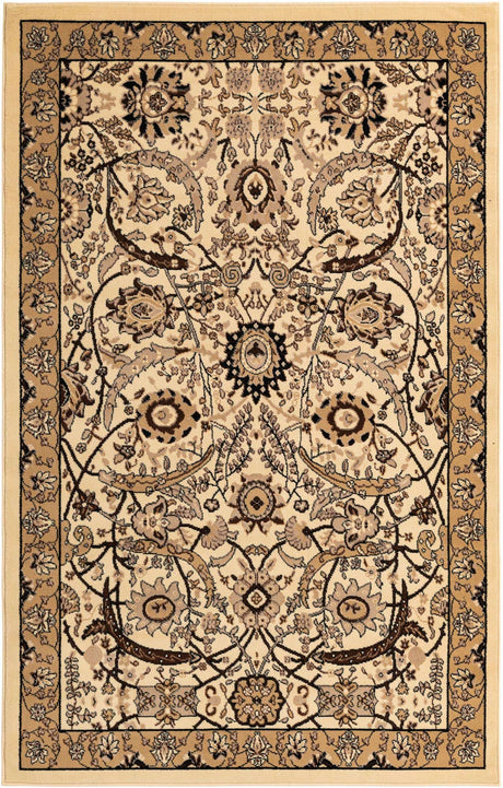 Ivory 5' 3 x 8' Espahan Rectangle Area Rug 100% Polypropylene Stain Resistant Carpet With Cotton Backing Vivid Colorful Traditional Interior Design for Sale at Rug Engine