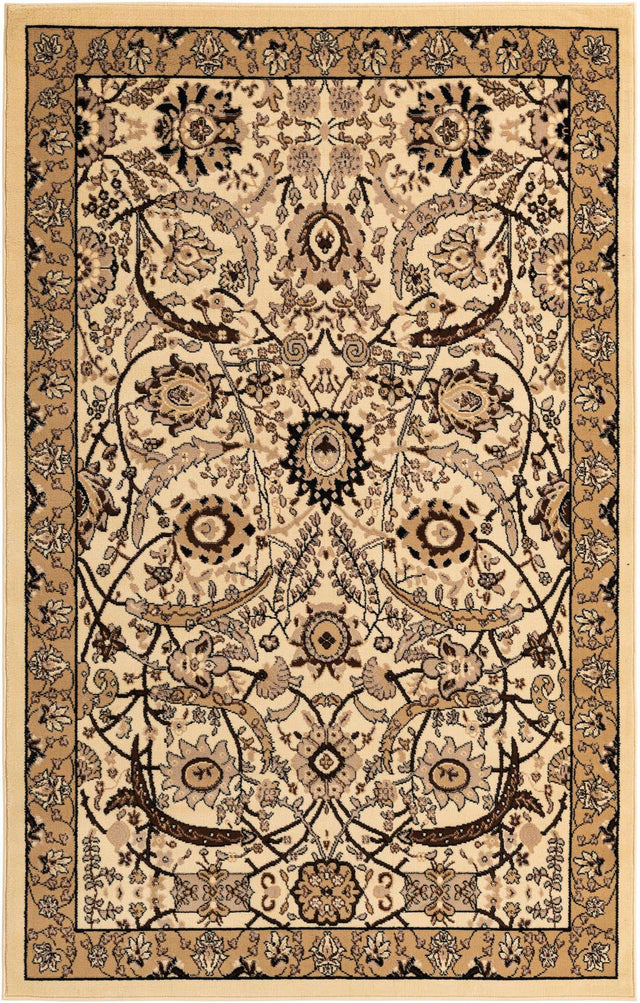 Ivory 5' 3 x 8' Espahan Rectangle Area Rug 100% Polypropylene Stain Resistant Carpet With Cotton Backing Vivid Colorful Traditional Interior Design for Sale at Rug Engine