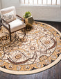 Ivory 7' 10 x 7' 10 Espahan Round Area Rug 100% Polypropylene Stain Resistant Carpet With Cotton Backing Vivid Colorful Traditional Interior Design for Sale at Rug Engine