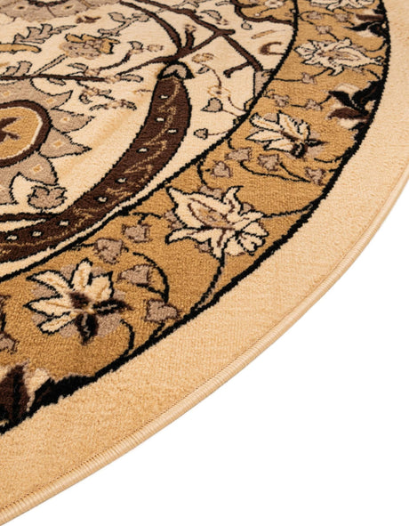 Ivory 7' 10 x 7' 10 Espahan Round Area Rug 100% Polypropylene Stain Resistant Carpet With Cotton Backing Vivid Colorful Traditional Interior Design for Sale at Rug Engine
