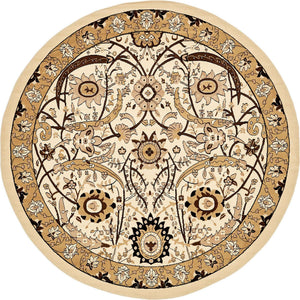 Ivory 7' 10 x 7' 10 Espahan Round Area Rug 100% Polypropylene Stain Resistant Carpet With Cotton Backing Vivid Colorful Traditional Interior Design for Sale at Rug Engine