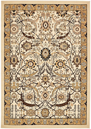 Ivory 7' 1 x 10' Espahan Rectangle Area Rug 100% Polypropylene Stain Resistant Carpet With Cotton Backing Vivid Colorful Traditional Interior Design for Sale at Rug Engine