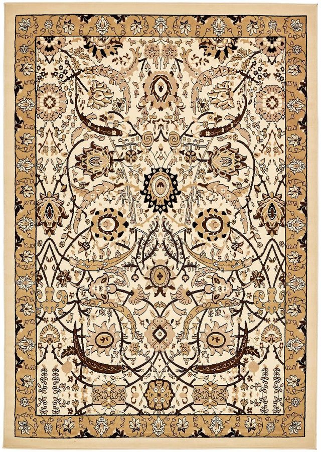 Ivory 7' 1 x 10' Espahan Rectangle Area Rug 100% Polypropylene Stain Resistant Carpet With Cotton Backing Vivid Colorful Traditional Interior Design for Sale at Rug Engine